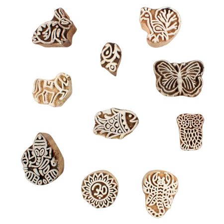 Set of 10 Piece New Mix Wooden Printing Block